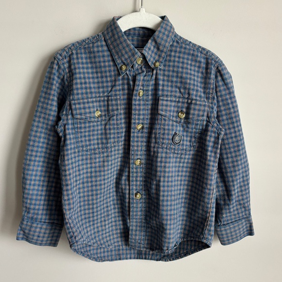 Roper Boys Plaid Western Long Sleeve Button Down Shirt Size XS/4-5 - Picture 1 of 4